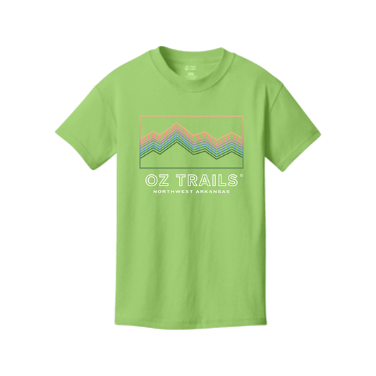 Oz Trails Youth Mountain Wave Tee in Lime Green