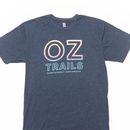 Oz Trails Stacked Tee in Heather Navy
