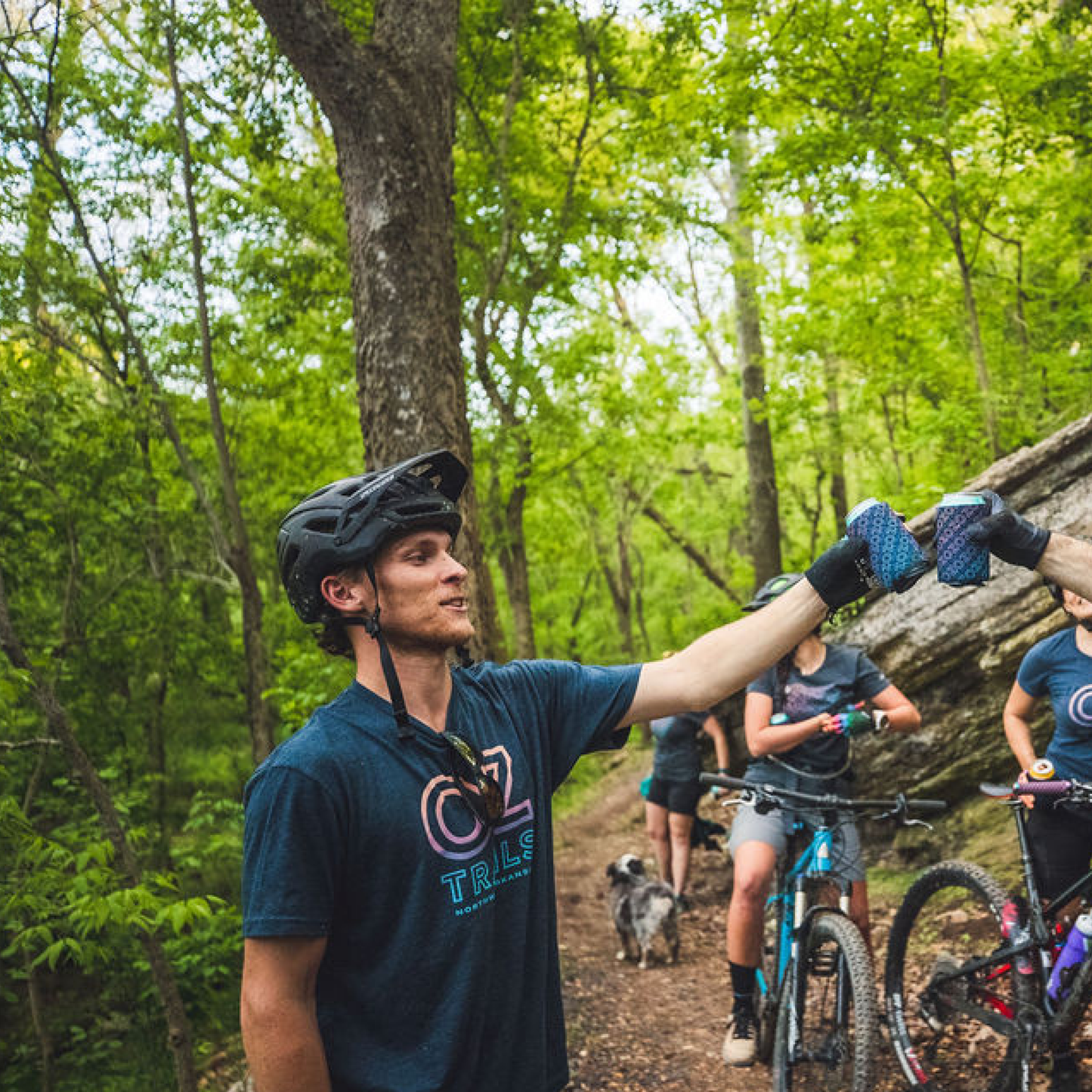 Oz Trails Stacked Tee in Heather Navy